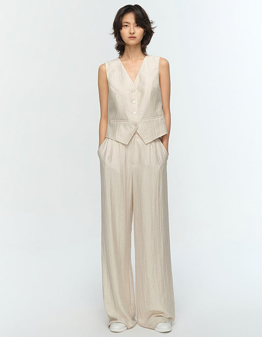 COMME MOI Summer Pleated Elasticated Wide-leg Pants - MOSES.