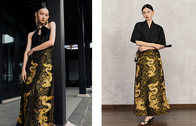 HECO Golden Dragon Year Horse Face High Waisted Skirt - allen.