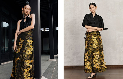 HECO Golden Dragon Year Horse Face High Waisted Skirt - allen.