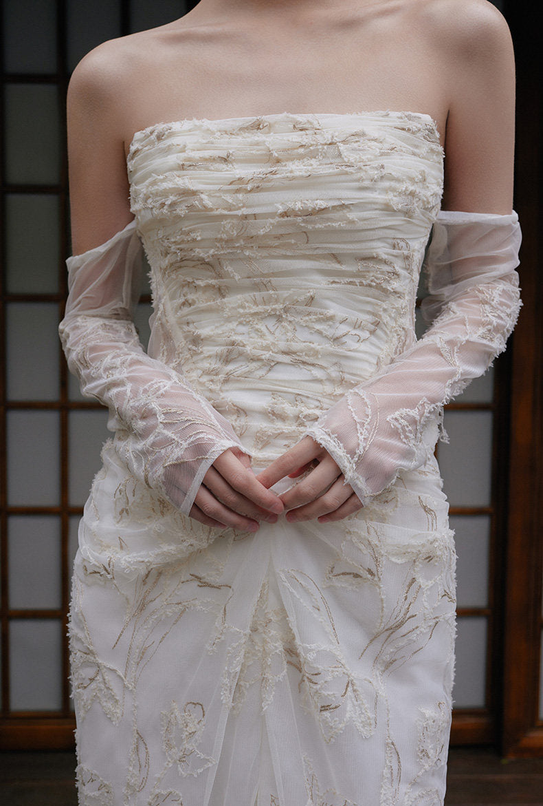 GOUDIN floral long bridal evening dress-NINA.