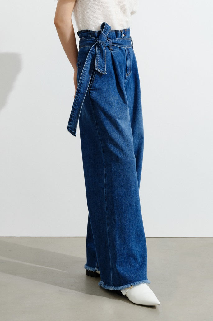 COMME MOI Lu Yan designer women's fashion stretch high-waisted wide-leg jeans - RILEY.