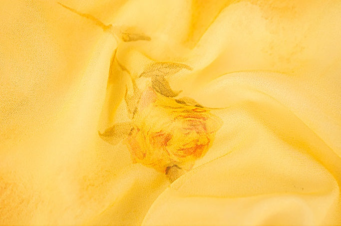 HECO Chinese Floral V-neck Asymmetric Hem Long Dress - DOMINION.