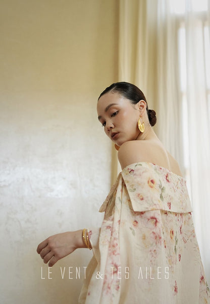 LE VENT&TES AILES Floral-print off shoulder top Skirt trousers set-RINA.