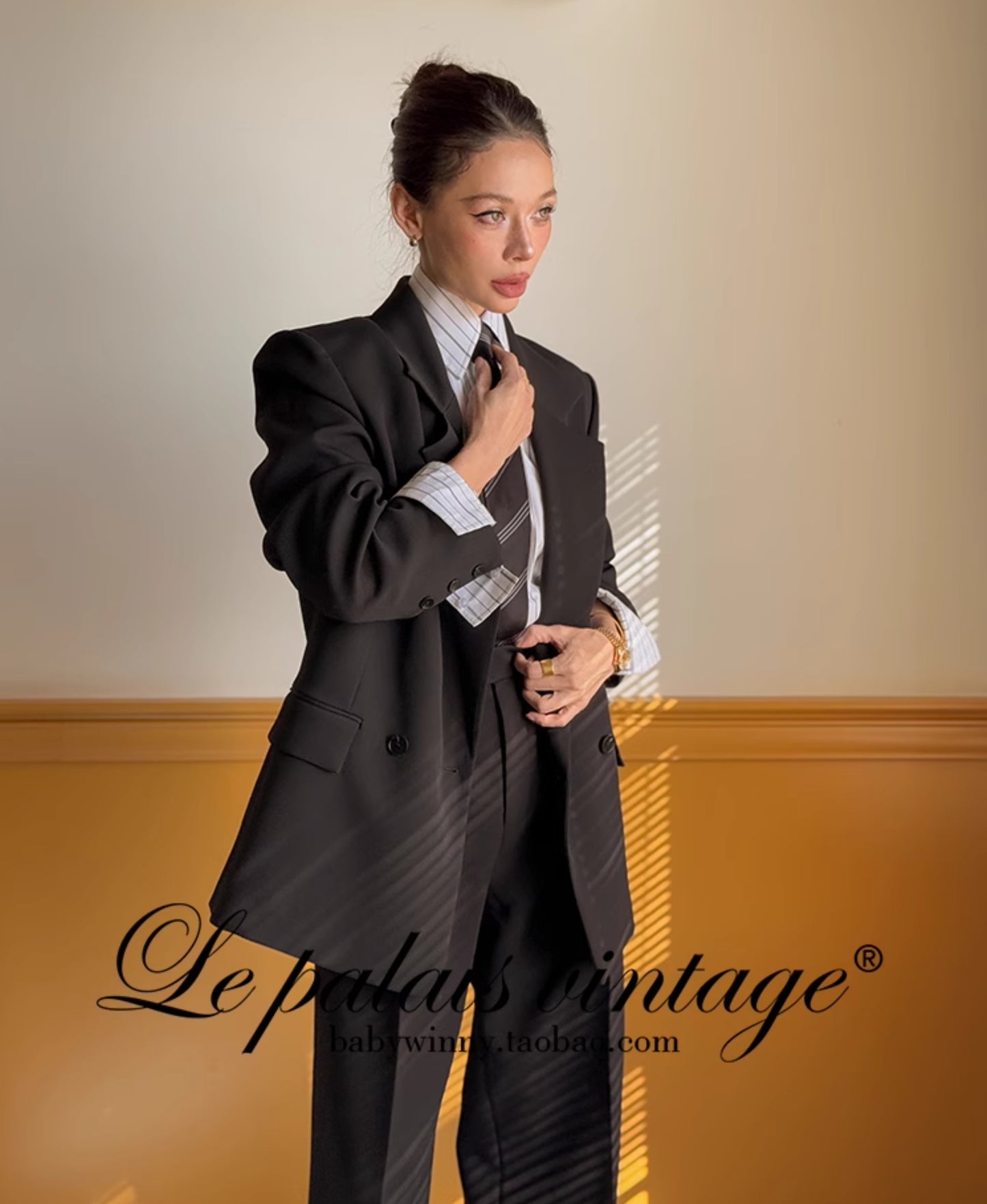 Le Palais Vintage  slim wide-leg high-waisted trousers-EMA