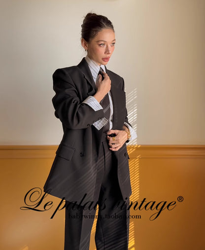 Le Palais Vintage  slim wide-leg high-waisted trousers-EMA