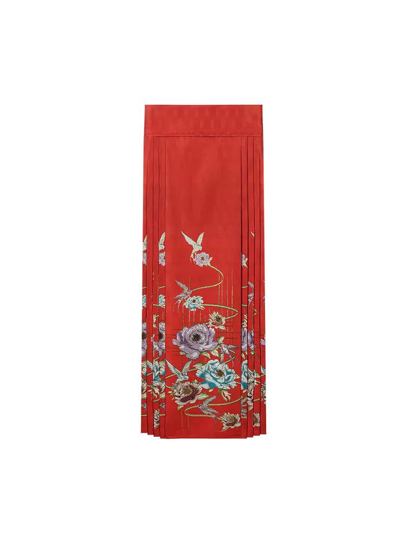 HECO 100% polyester Yarn-Dyed Hanfu Horse Face red black Skirt Woman - proud.