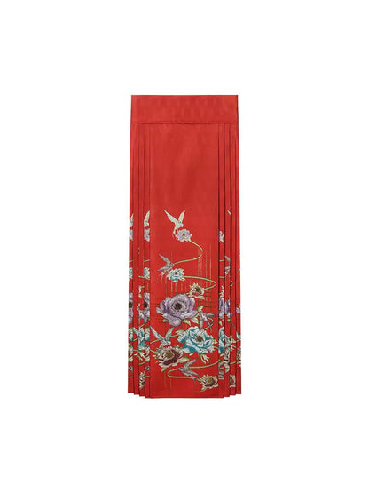 HECO 100% polyester Yarn-Dyed Hanfu Horse Face red black Skirt Woman - proud.
