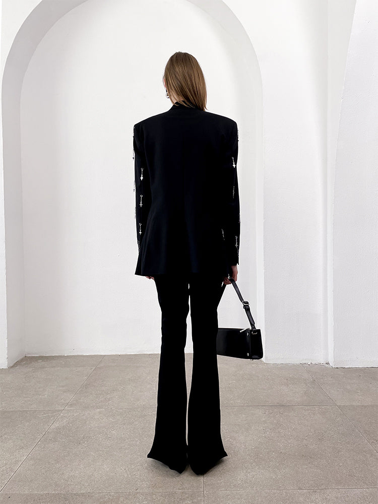 ANNAKIKI Metal Four-pointed Star Pendant Suit Jacket Women-YAGAMI