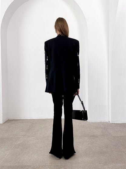 ANNAKIKI Metal Four-pointed Star Pendant Suit Jacket Women-YAGAMI