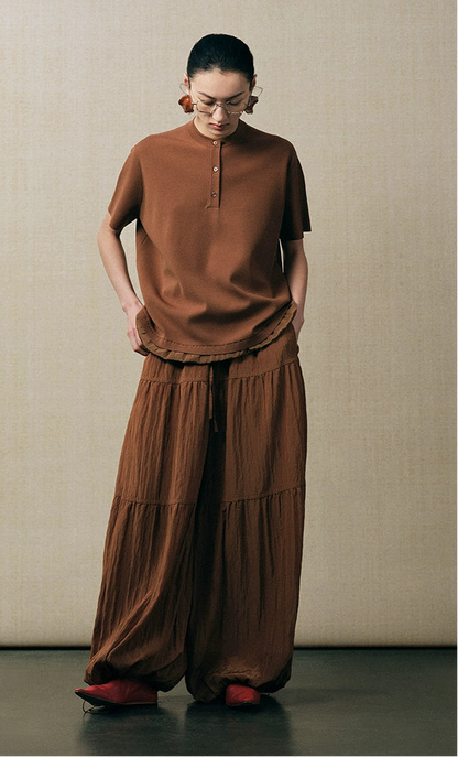 ZHUCHONGYUN crew collar short sleeves and loose pant outfit set-ECHO.
