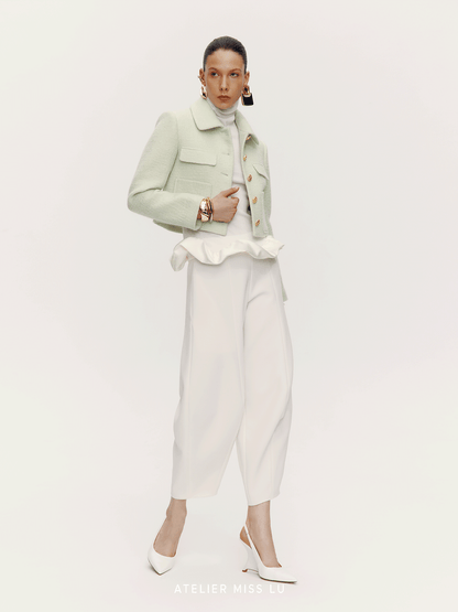 ATELIER MISS LU Vintage Flower Buckle Sheep WoolShort Coat - WARM.
