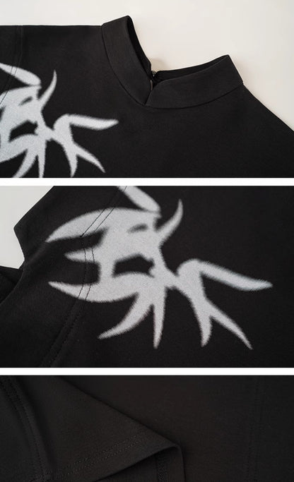 HECO Chinese Bamboo Leaf Print Short Sleeve T-Shirt - CHASE.