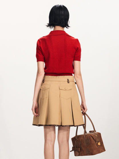 FAME Bow Beaded Knitted Short Sleeve Cardigan Top - AVA.