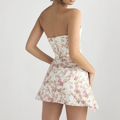 DOLLY Elegant French Style Sleeveless Tube Top Slim Fit Satin Short Dress-KARALINA