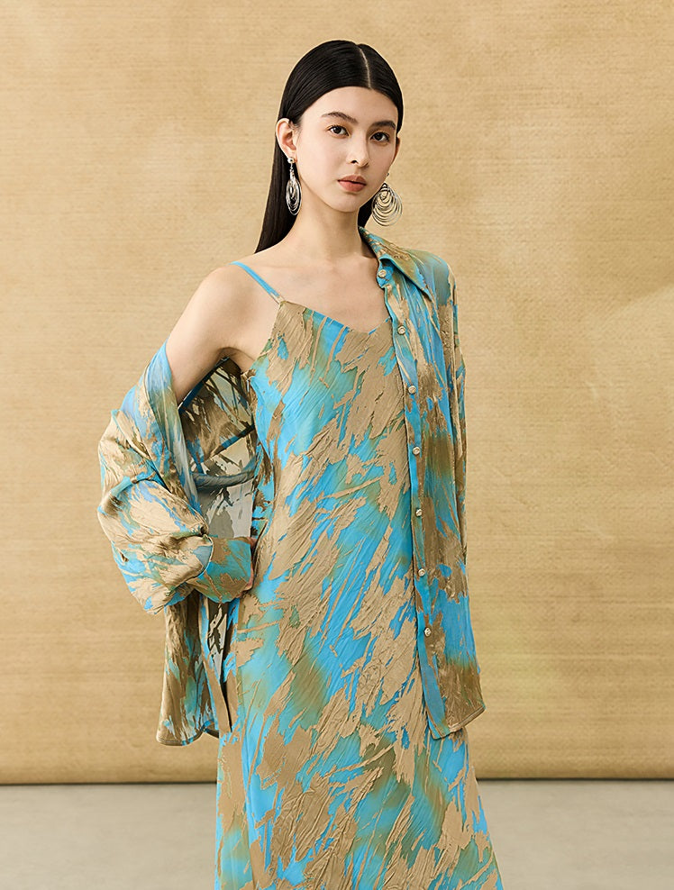 HECO Chinese National Style Burning Flower Slightly Transparent shirt- STROK.