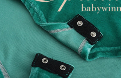 Le Palais Vintage Original New Chinese Green Velvet Wrap Top + Irregular Draped Skirt-TEE.