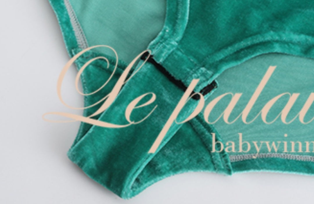 Le Palais Vintage Original New Chinese Green Velvet Wrap Top + Irregular Draped Skirt-TEE.