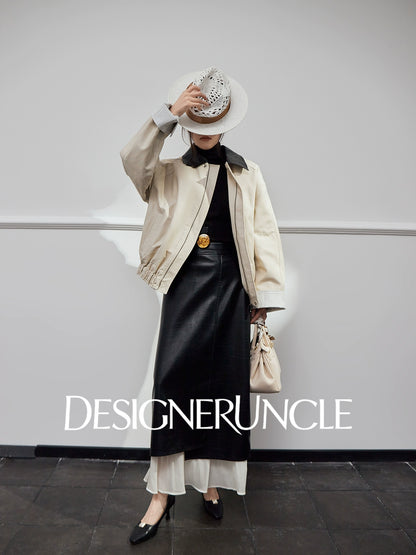 DGU Beige jacket light luxury design sense retro trend niche casual top - TSWR.