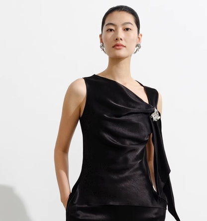 COMME MOI women's double-faced satin sleeveless vest top - SADIE.