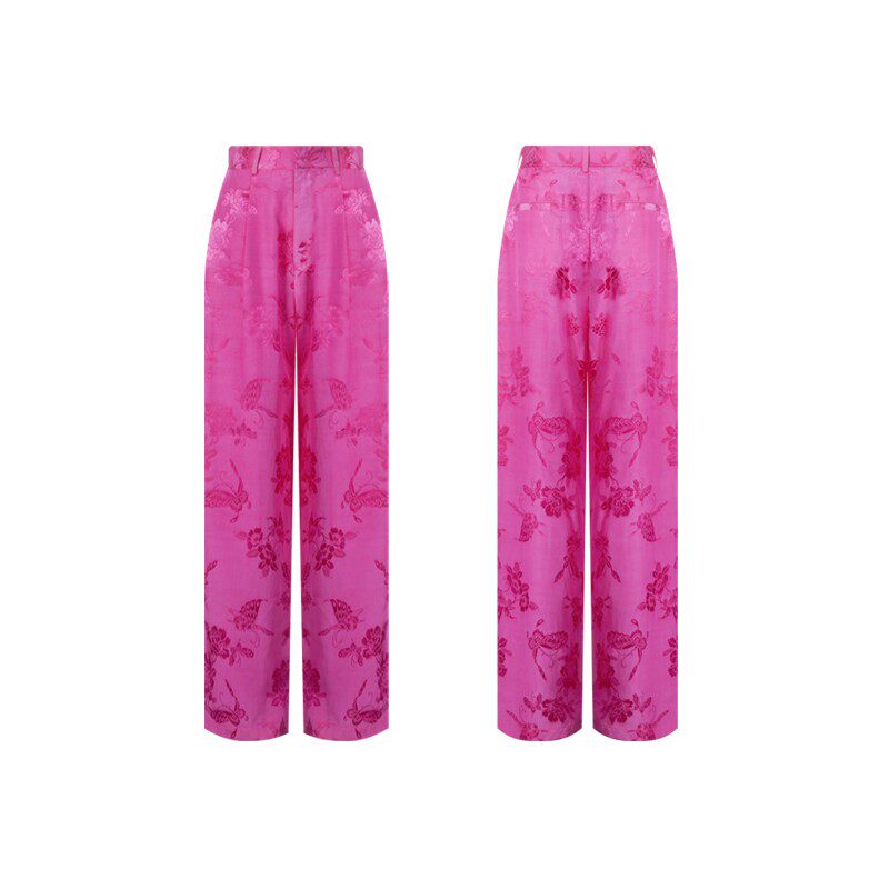 TUYUE satin weave straight wide-leg casual trousers - JAY.