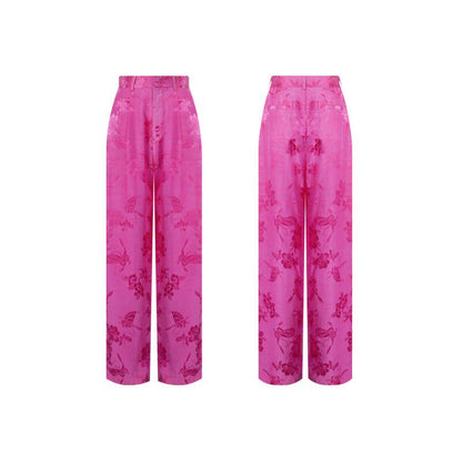 TUYUE satin weave straight wide-leg casual trousers - JAY.
