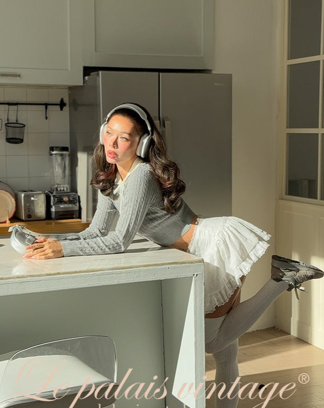 Le Palais Vintage white low-rise skirt-TEE.