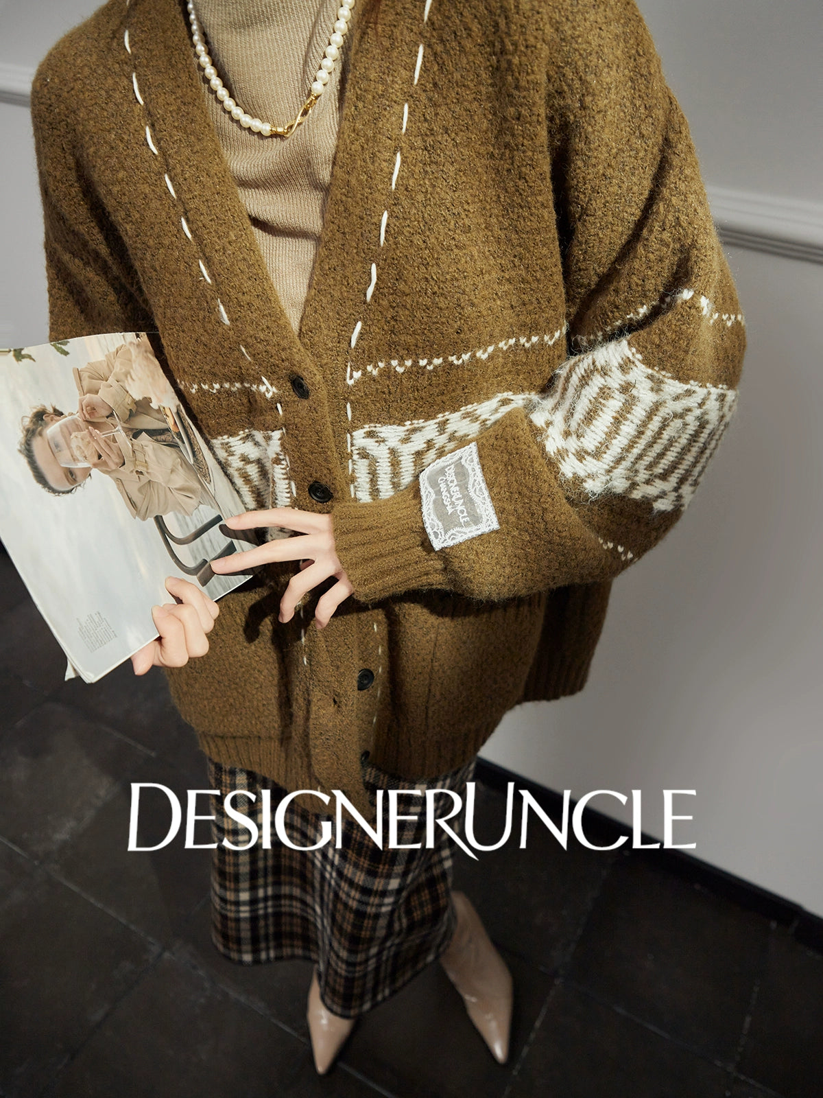 DGU "Tanger" Fair Isle sweater women's retro loose knitted cardigan jacket - ALEX.