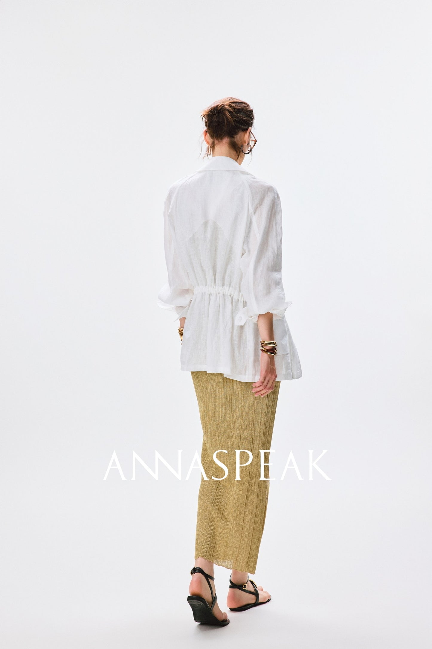 ANNASPEAK  linen light drawstring shunting jacket-SAYE.