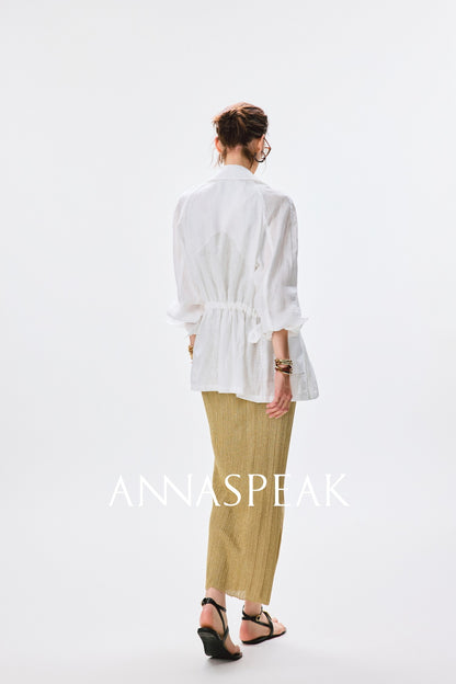 ANNASPEAK  linen light drawstring shunting jacket-SAYE.