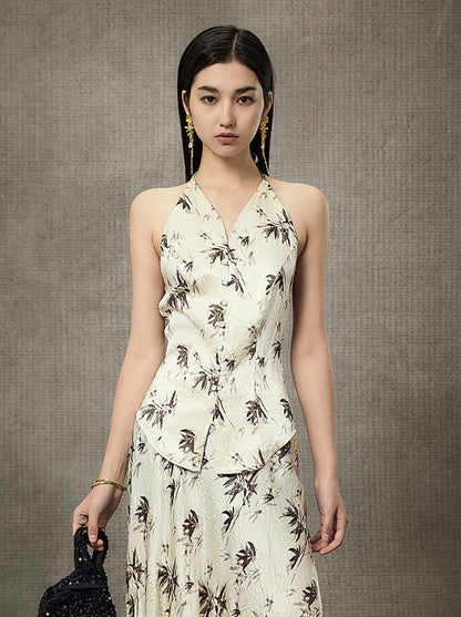 HECO Bamboo Leaf Halterneck Sleeveless Vest - FRONT.