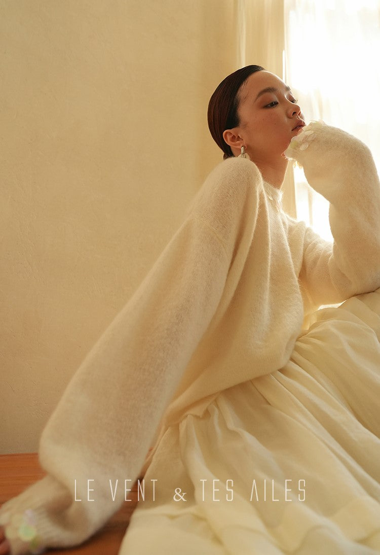 LE VENT&TES AILES French romantic luxury full midi summer skirt -RINA