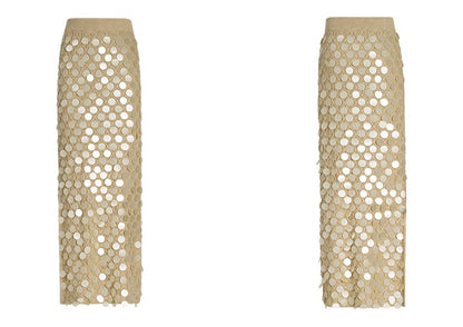 ZHUCHONGYUN handmade sequential embroidery long knitted skirt-ICHIGO.