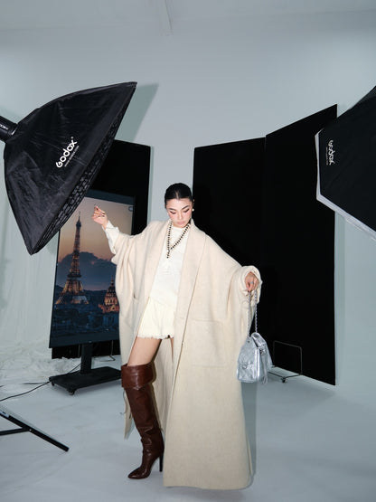 MEI SANGUAN  wool beige oversized woolen jacket - PIPER