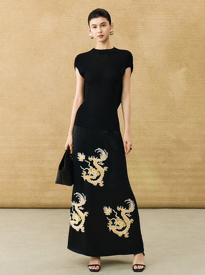 HECO Chinese comfortable neck sleeveless knitted T-shirt - QUEEN.