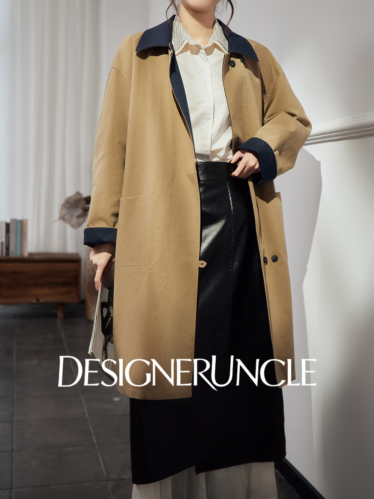 DGU "Qinglan" khaki jacket commuting versatile slimming temperament fashion top - Kyle.