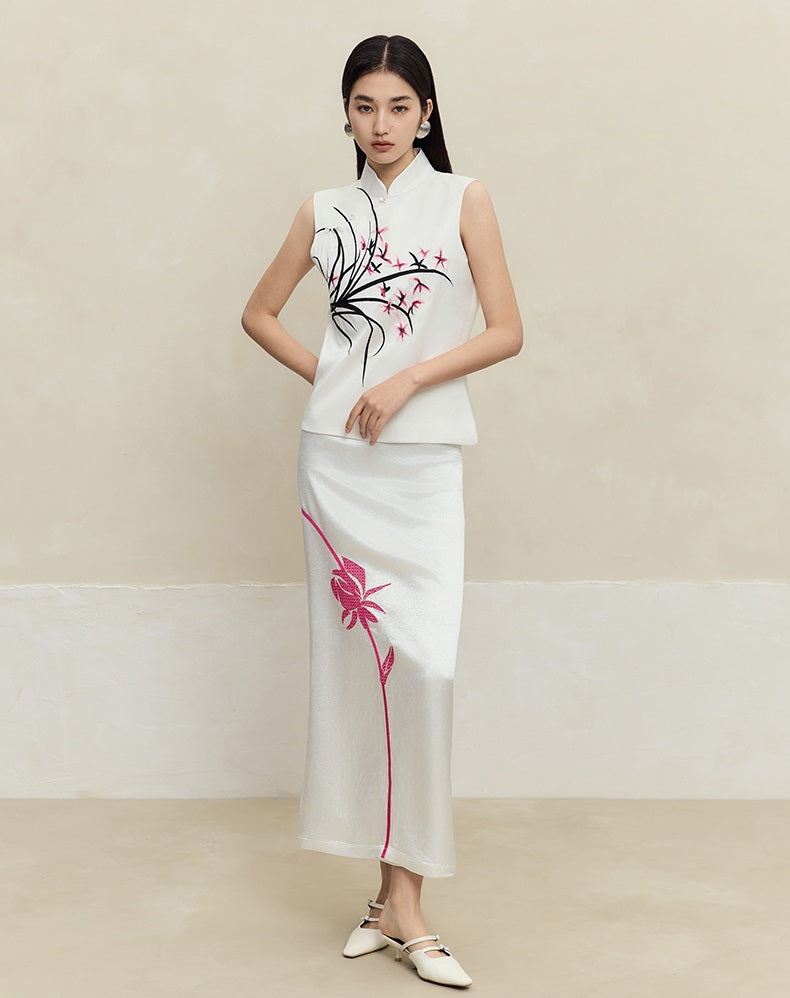 HECO sleeveless purple black white vest top women - waters.