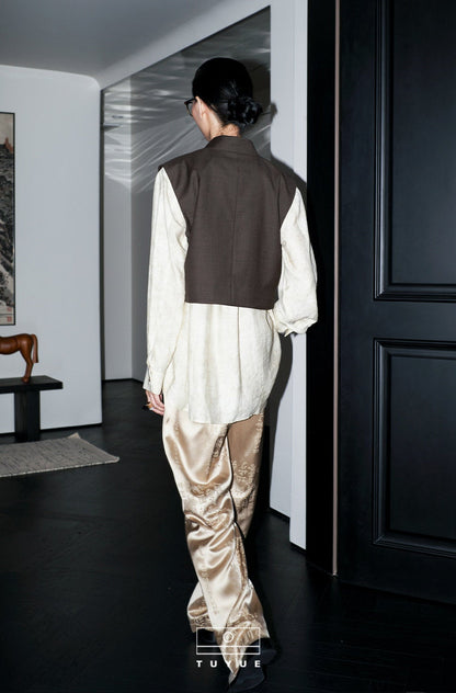 TUYUE Text Dark Pattern Straight Casual Pants- AGATHA.