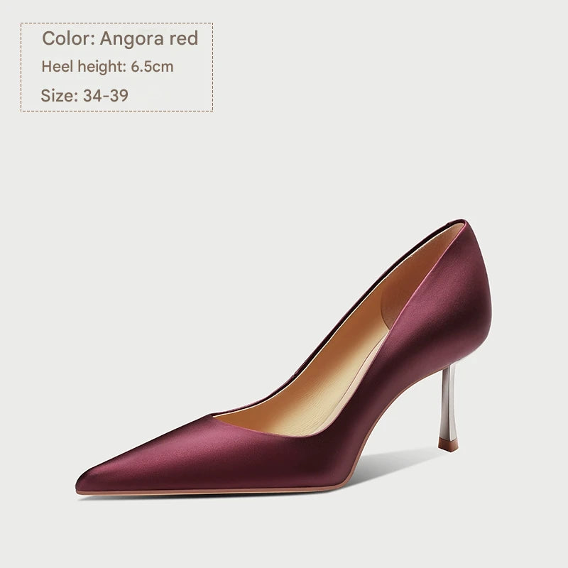 PJJUU white satin high heel shoes  - LOKI.