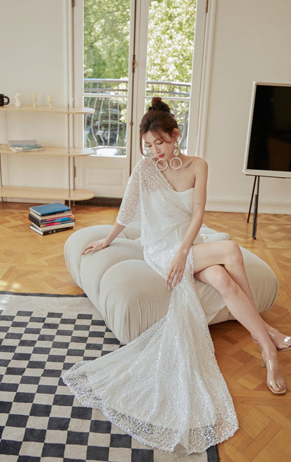 DOLLY Luxury Slant Collar Off Shoulder Sleeveless Long High Waist Resort Dress-ISLA