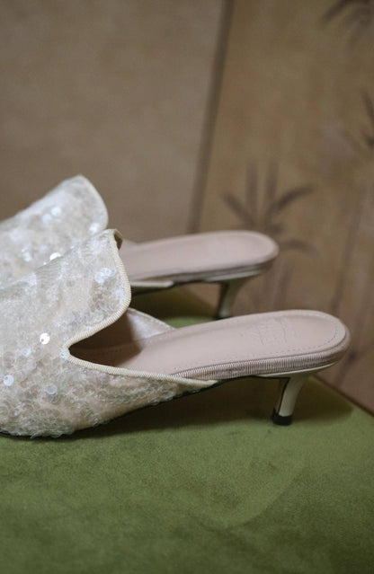 B-FEI Niche Embroidered Pointed Semi-Toe Kitten Heel Mules-IMMU.