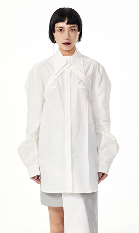 TINY IN double-collar design silhouette 3d green Shirt-JOJO