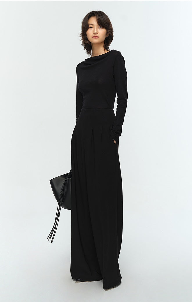 COMME MOI Lu Yan Designer's new commuter acetic high-waisted double-pleated wide-leg pants - MARD.