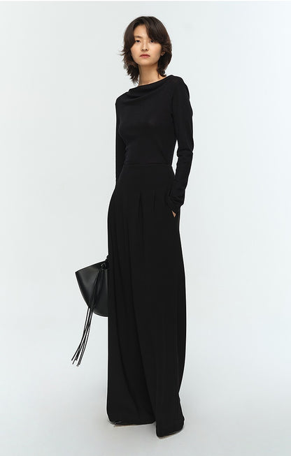 COMME MOI Lu Yan Designer's new commuter acetic high-waisted double-pleated wide-leg pants - MARD.