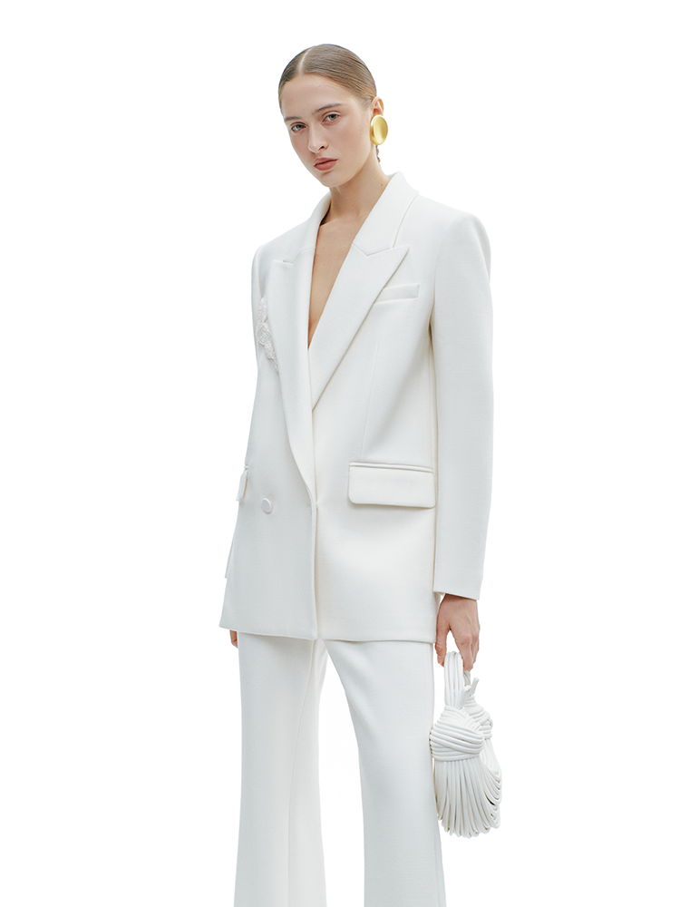 YES BY YESIR white long suit and pant set - ICY.