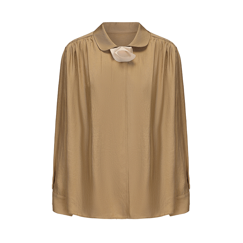 ATELIER MISS LU Three-dimensional Orchid Patchwork Acetate Shirt - TRAINOR.