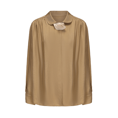 ATELIER MISS LU Three-dimensional Orchid Patchwork Acetate Shirt - TRAINOR.