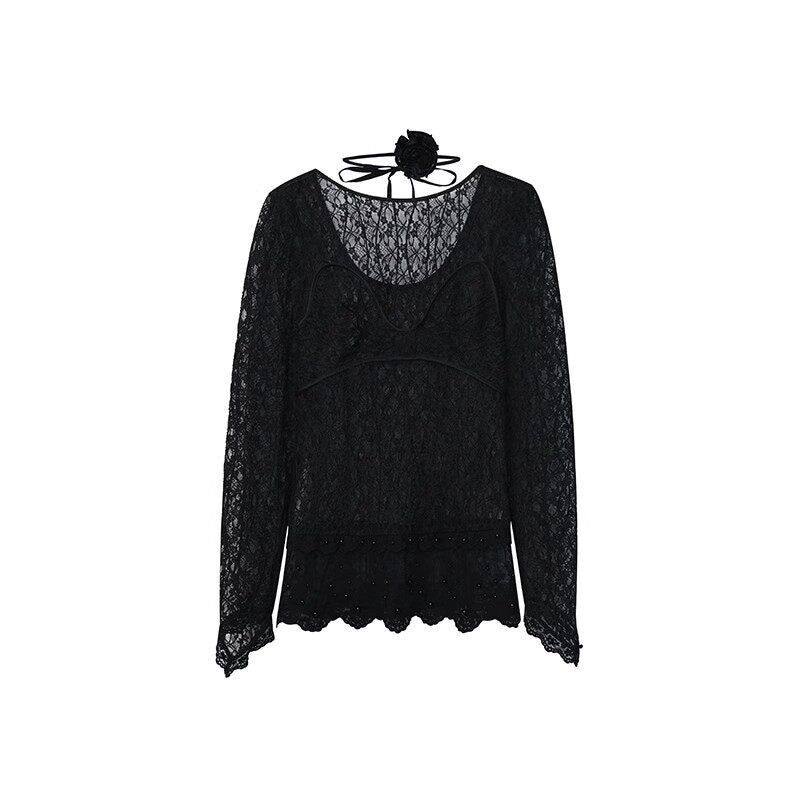 FAME Laphim romantic lace studded bead top - CHARLOTTE