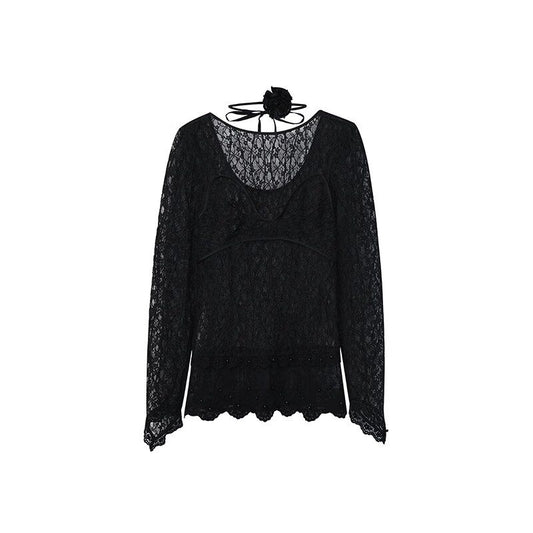 FAME Laphim romantic lace studded bead top - CHARLOTTE