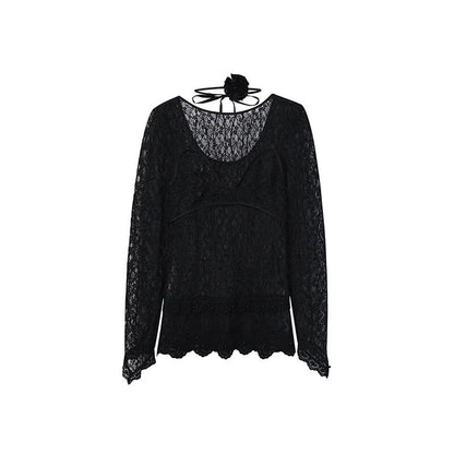 FAME Laphim romantic lace studded bead top