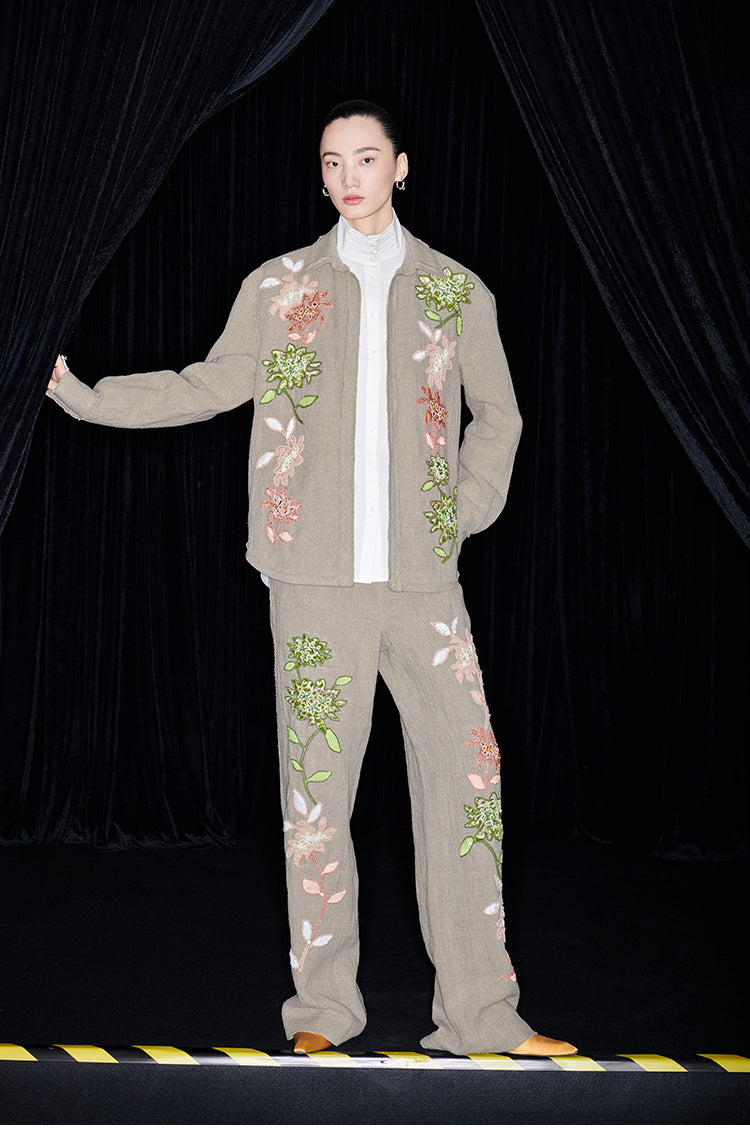 M essential Mackay designer Sedum patch shirt jacket pant set - Eight Treasures